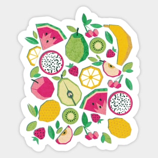 Paper cut geo fruits // print // blue Sticker